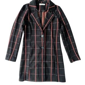 Avec Les Filles Black and Red Plaid Blazer